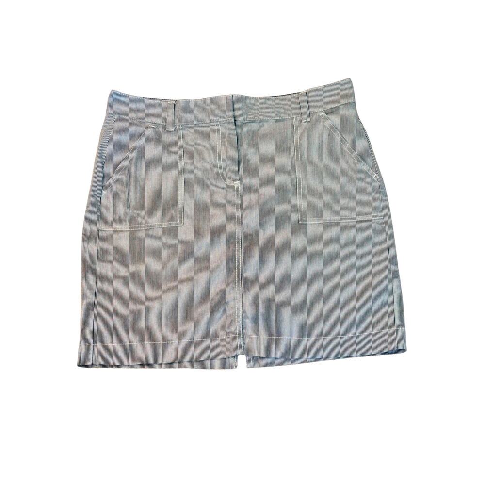 Tommy Hilfiger Pinstripe Mini Skirt 6 Blue White Stripe pockets Preppy oldmoney